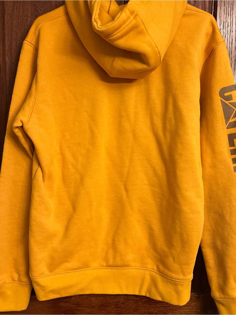 Caterpillar golden Yellow Pullover Hoodie with CAT Chest Logo - Picture 6 of 6